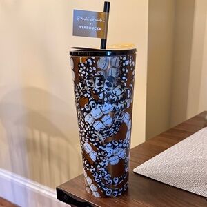 Starbucks Brown and White Patterned Tumbler Artist Design by Shade Akanbi.